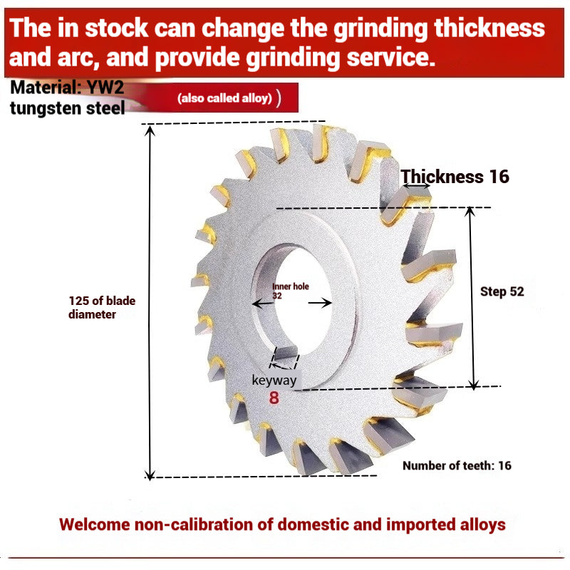1057-Alloy three-face milling cutter can be customized tungsten steel 63 80 100 125 YW2 steel parts milling slot welding disk cutter Shandong Denso Pricision Tools Co.,Ltd.